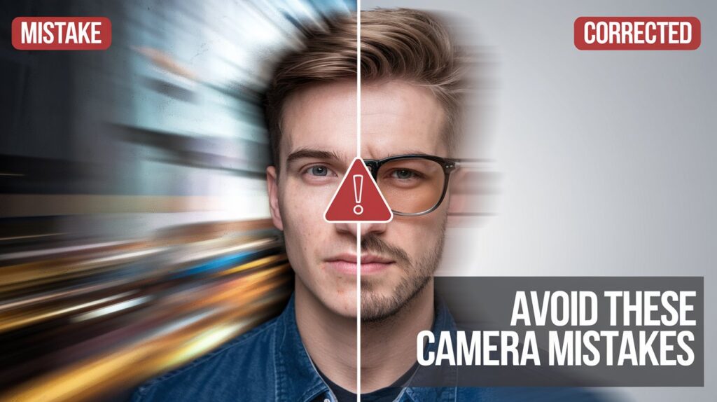 Comparison image showing a common DSLR camera app mistake versus a corrected photo, highlighting mistakes to avoid.