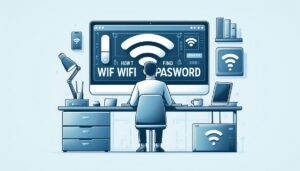 How to Find My WiFi Password with a step-by-step guide featuring a glowing WiFi symbol and a magnifying glass for easy troubleshooting on any device.