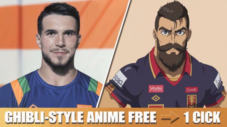 Real-life athlete vs. Ghibli-style anime transformation – 1-click AI magic!