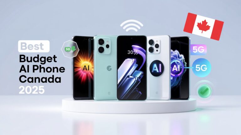 Budget AI smartphones with smart cameras displayed for Canadian users in 2025.