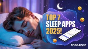 A person peacefully sleeping with a smartphone displaying a sleep monitoring app screen, representing top sleep tracking apps for 2025.