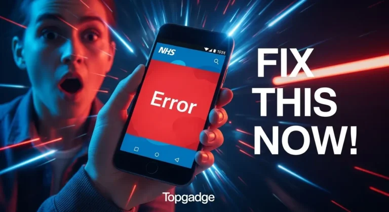 NHS App not working on Android — dramatic MrBeast-style fix guide image by Topgadge